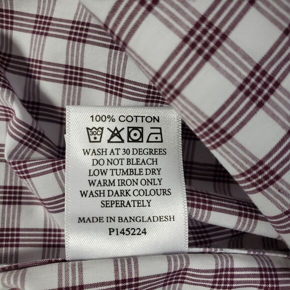 Samuel Windsor Mens Shirt Large Wine Plaid Cotton Button Up Long Sleeve Pocket - Picture 10 of 10